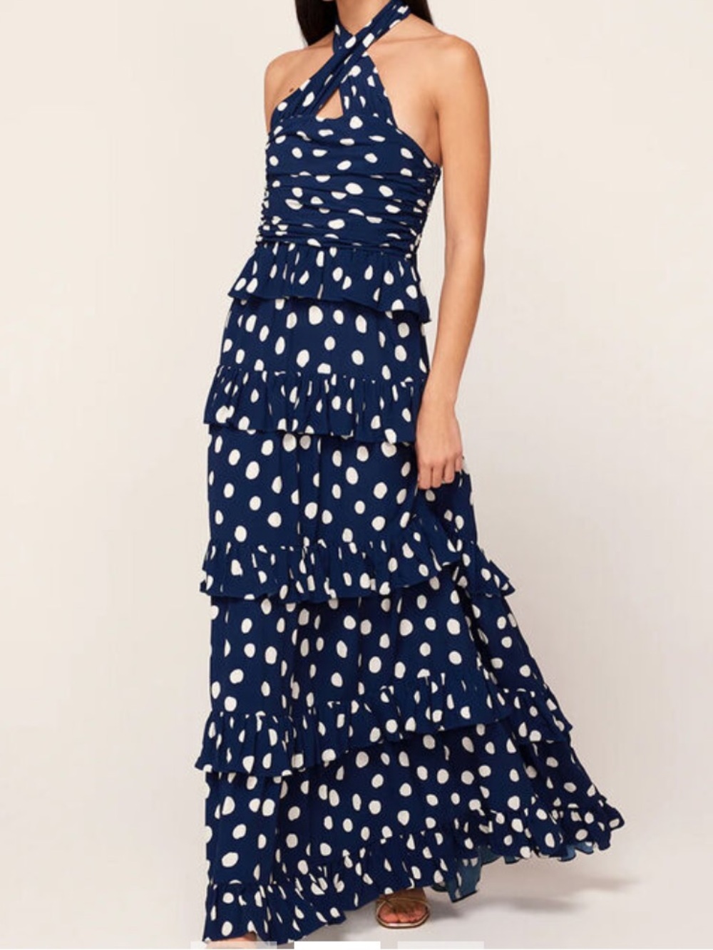 Kitri Maxi Dress - Navy with White Polka Dots